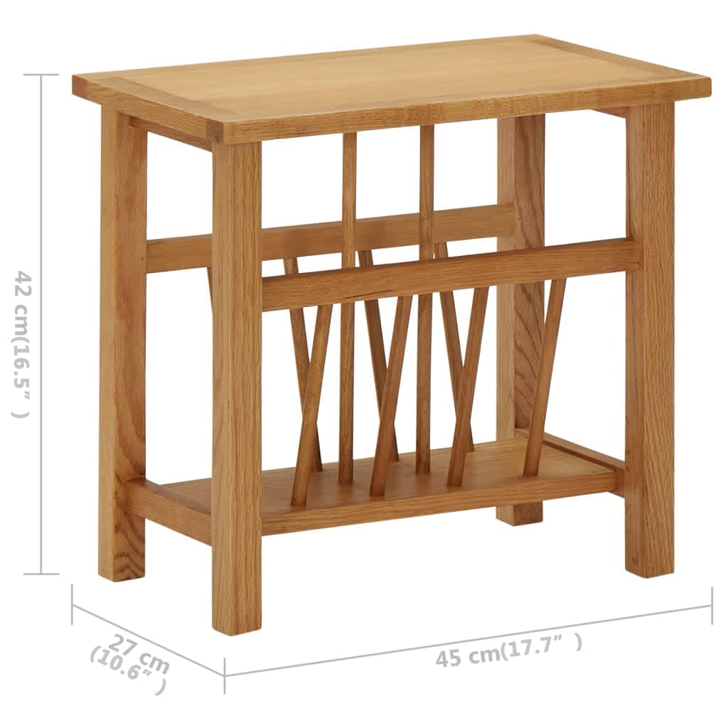 Tavolino con Portariviste 45x27x42 cm Massello di Rovere | homemem39
