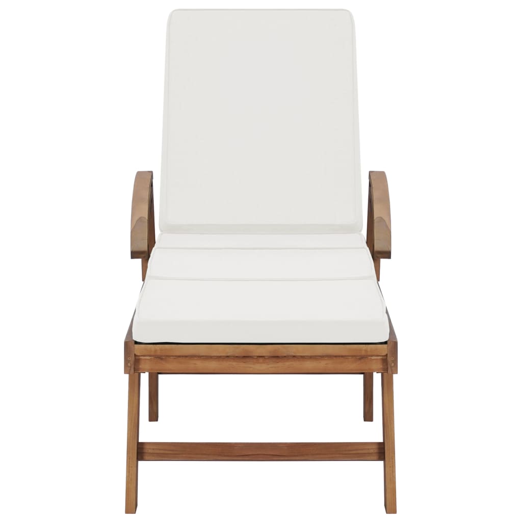 Lettini Prendisole con Cuscini 2 pz in Legno di Teak Crema - homemem39