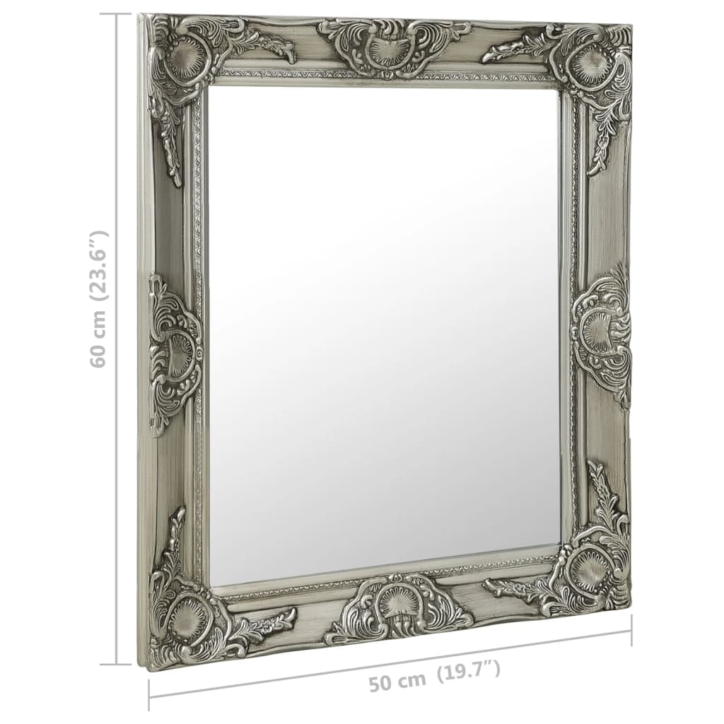 Specchio da Parete Stile Barocco 50x60 cm Argento - homemem39