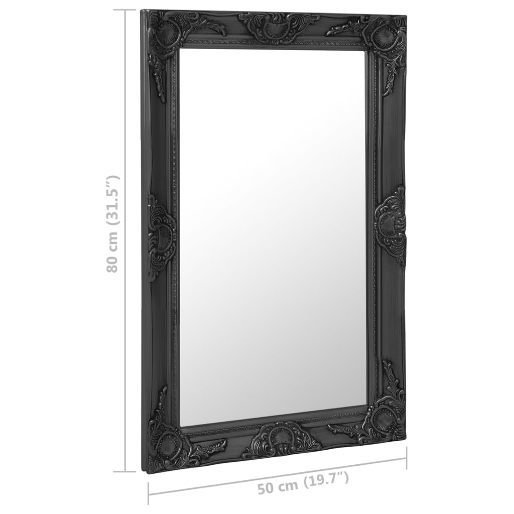 Specchio da Parete Stile Barocco 50x80 cm Nero - homemem39