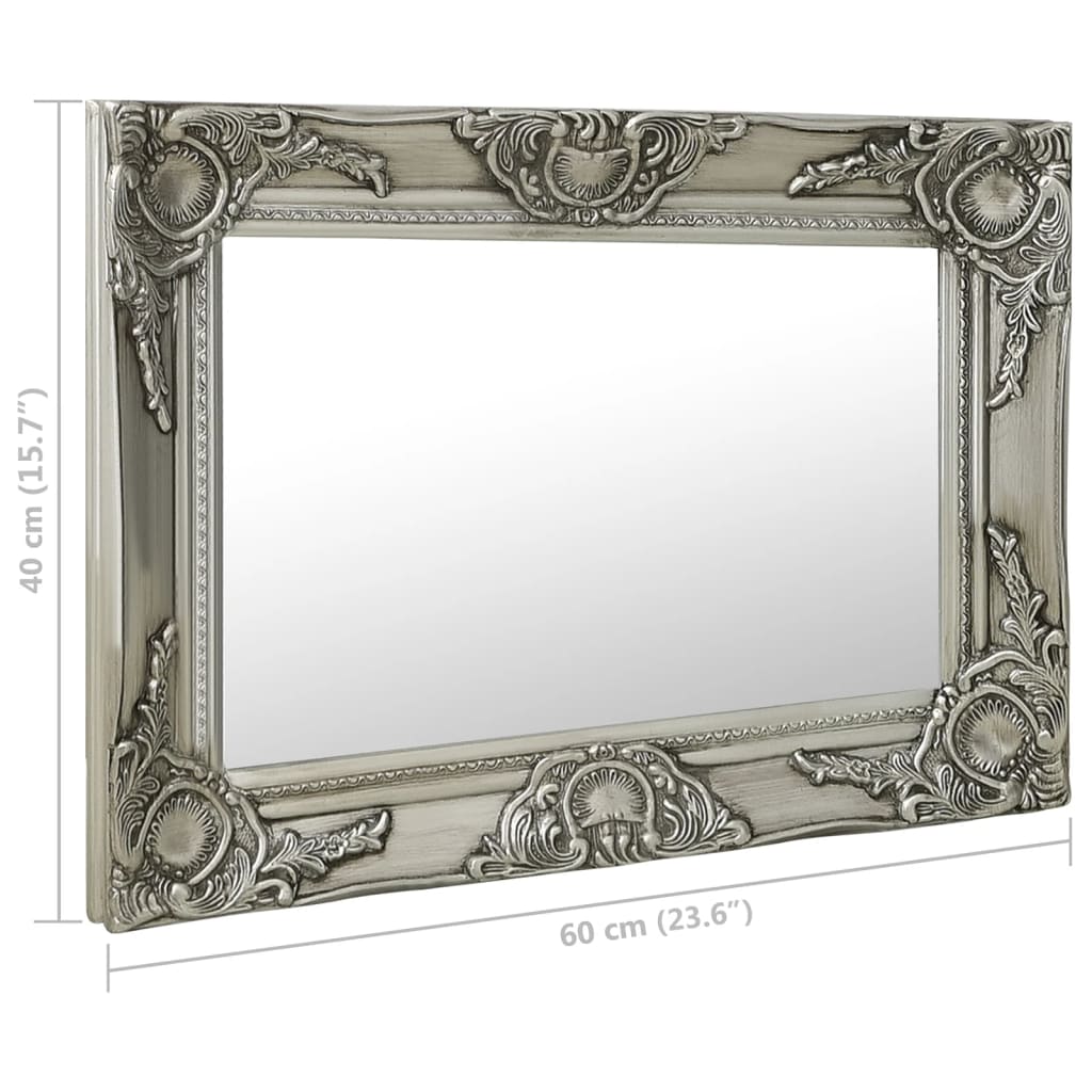 Specchio da Parete Stile Barocco 60x40 cm Argento - homemem39