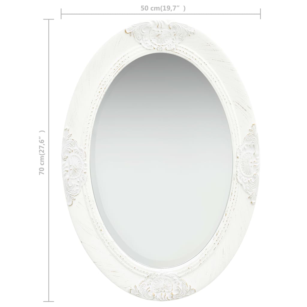 Specchio da Parete Stile Barocco 50x70 cm Bianco - homemem39