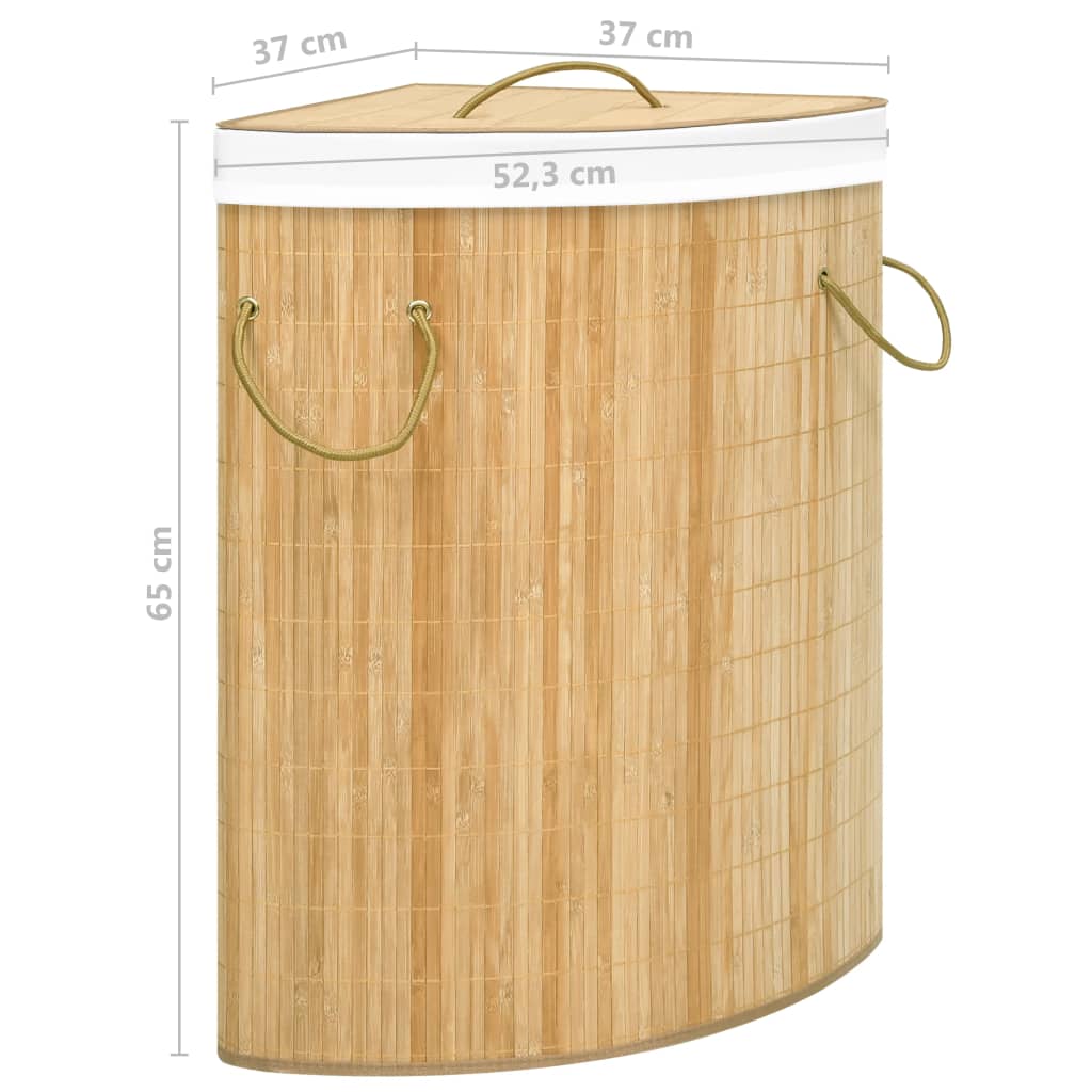 Cesto Portabiancheria Angolare in Bambù 60 L | homemem39