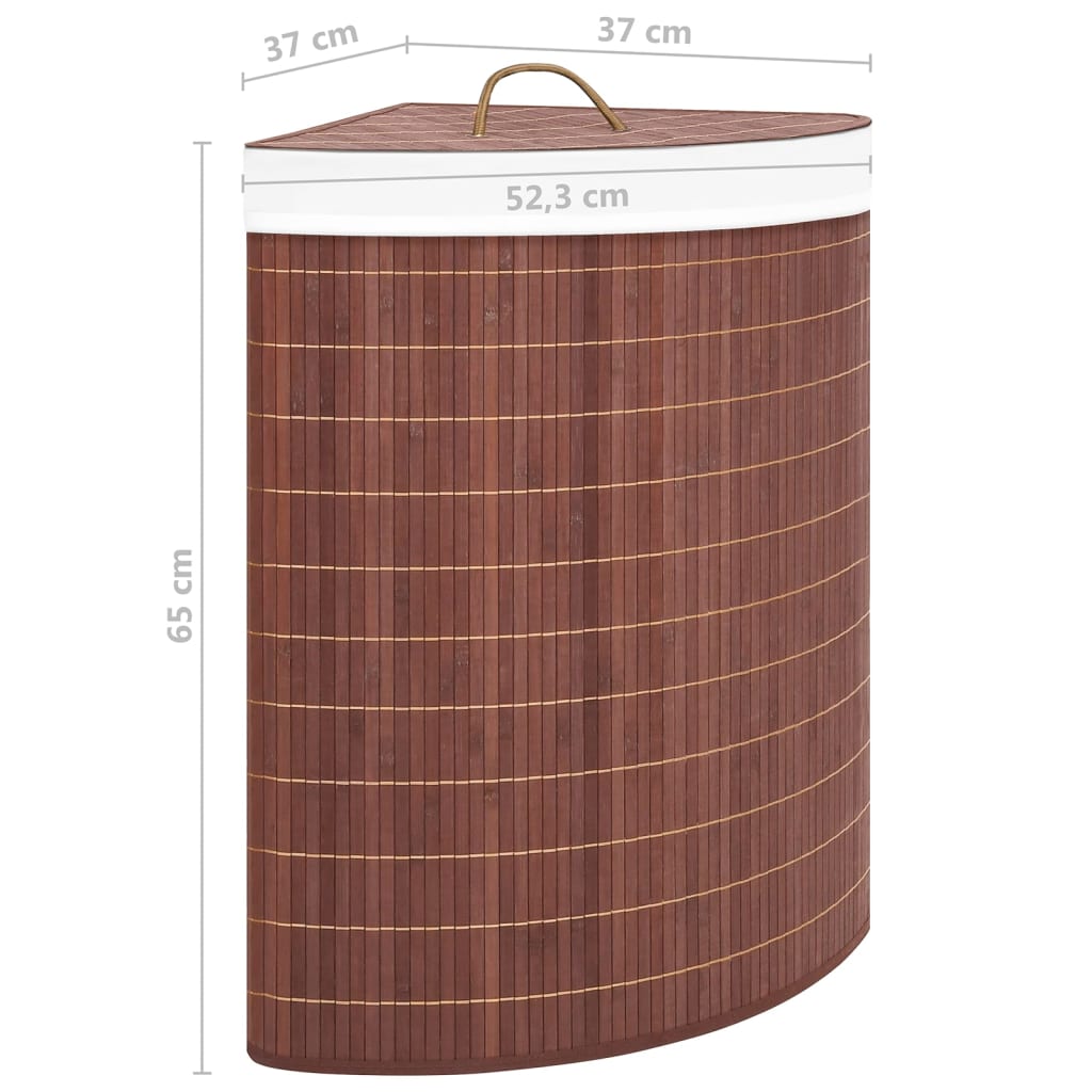 Cesto Portabiancheria Angolare in Bambù Marrone 60 L | homemem39