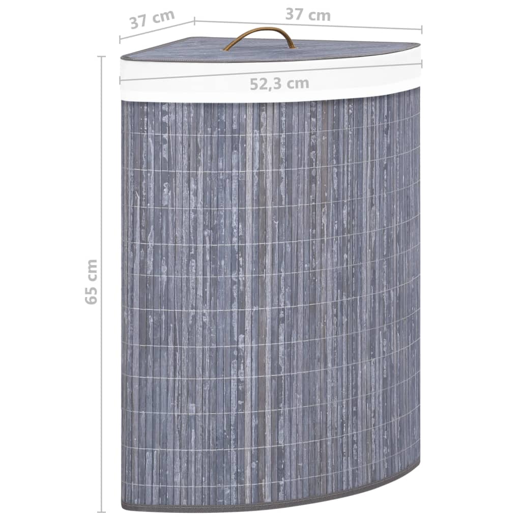 Cesto Portabiancheria Angolare in Bambù Grigio 60 L | homemem39