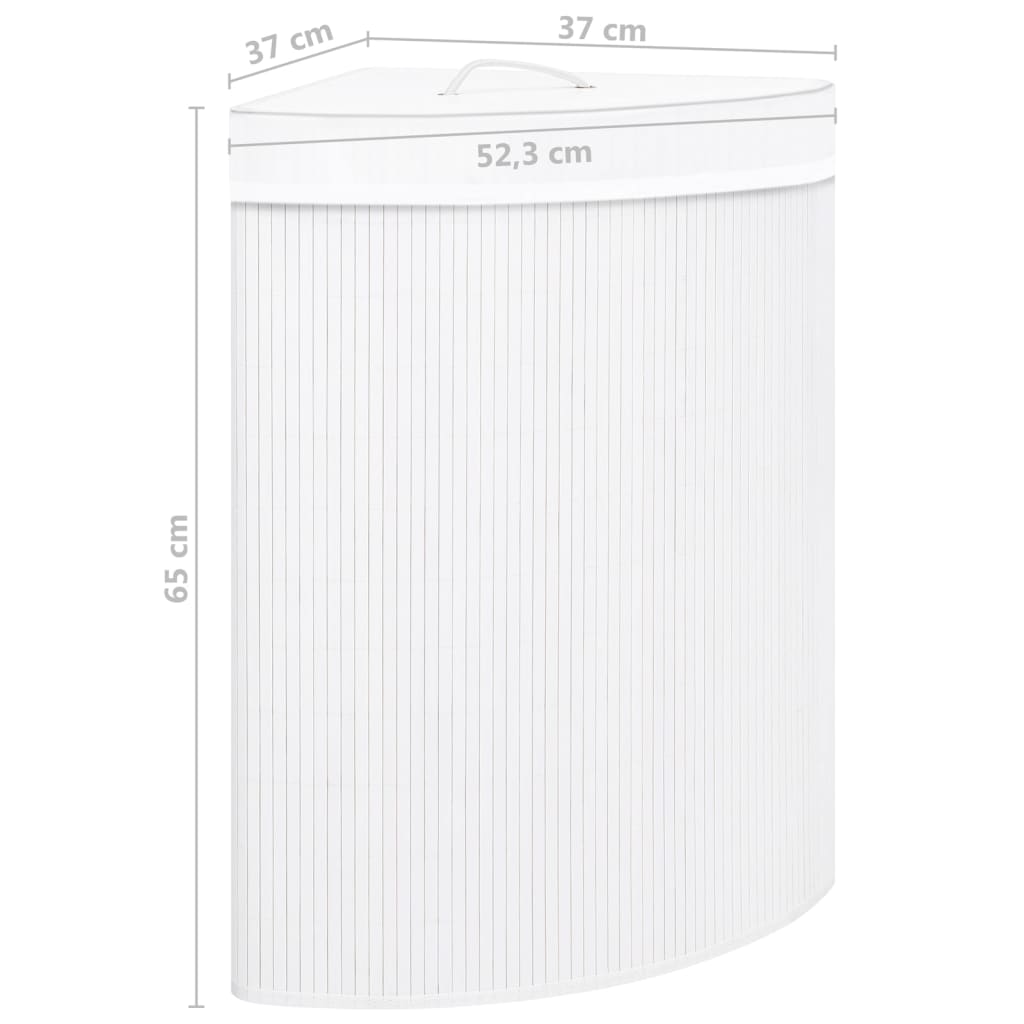 Cesto Portabiancheria Angolare in Bambù Bianco 60 L | homemem39
