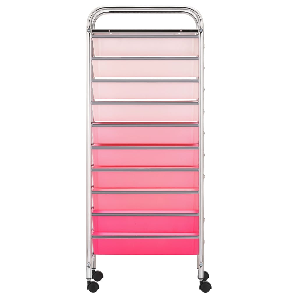 Carrello Portaoggetti con 10 Cassetti Rosa Sfumato in Plastica - homemem39