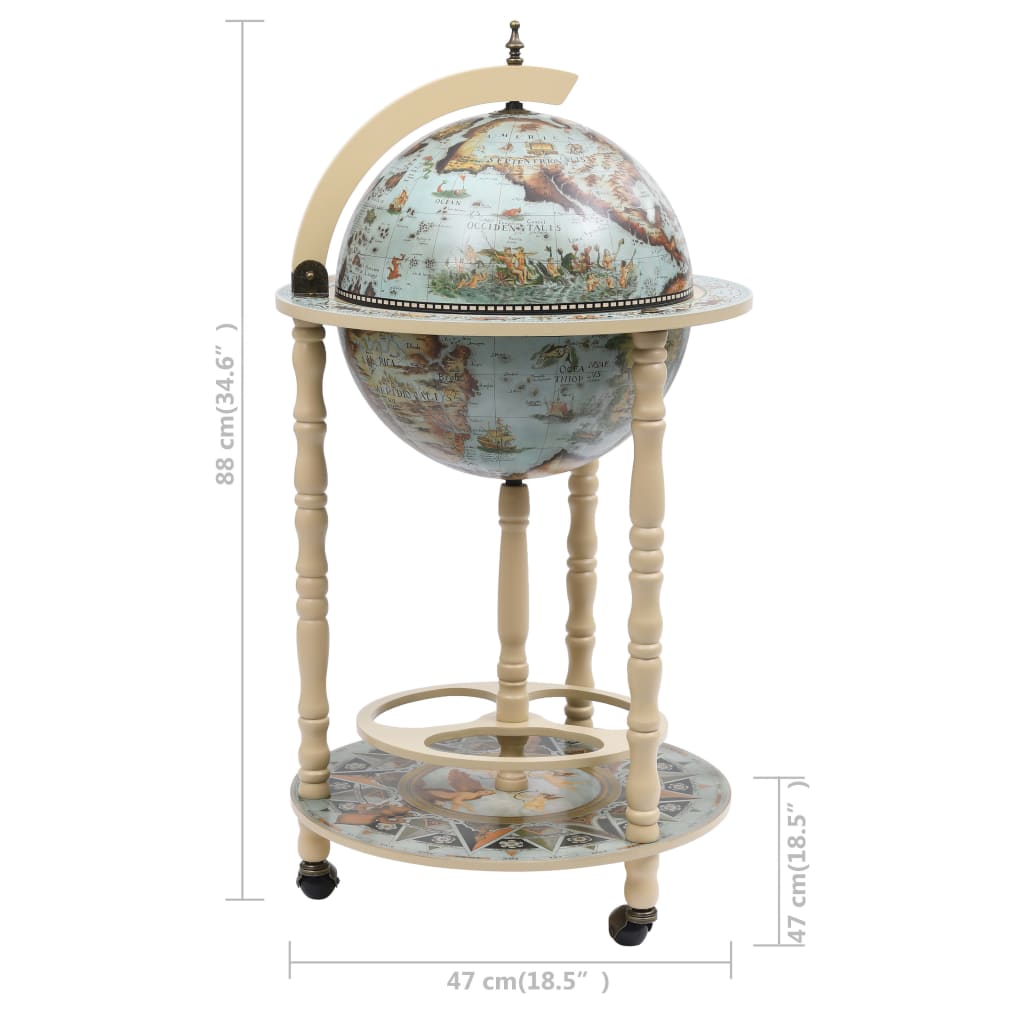 Cantinetta a Globo da Bar con Supporto in Eucalipto Blu - homemem39