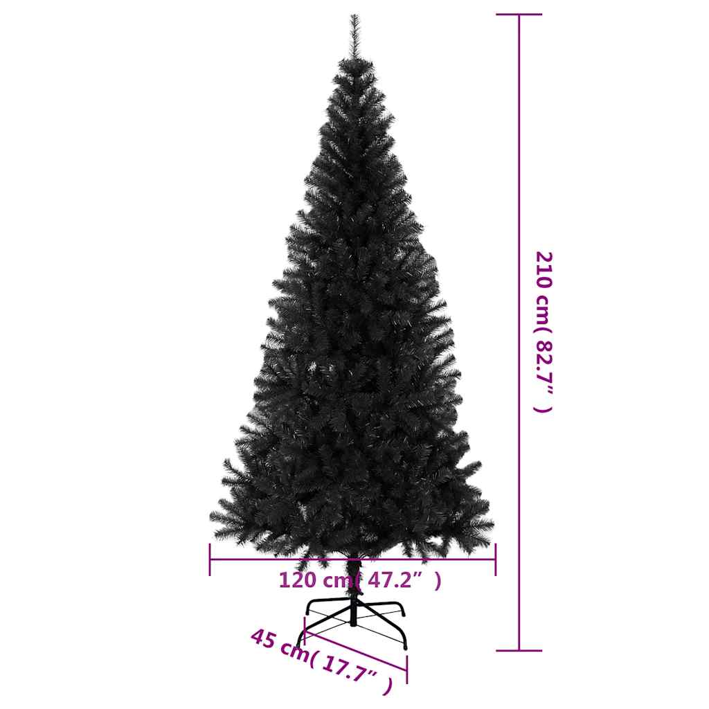 Albero di Natale Artificiale Sottile con Base Nero 210 cm PVC | homemem39