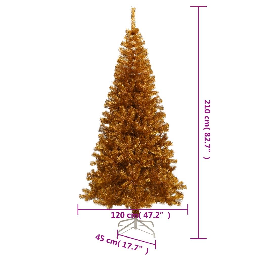 Albero di Natale Artificiale con Supporto Oro 210 cm PET