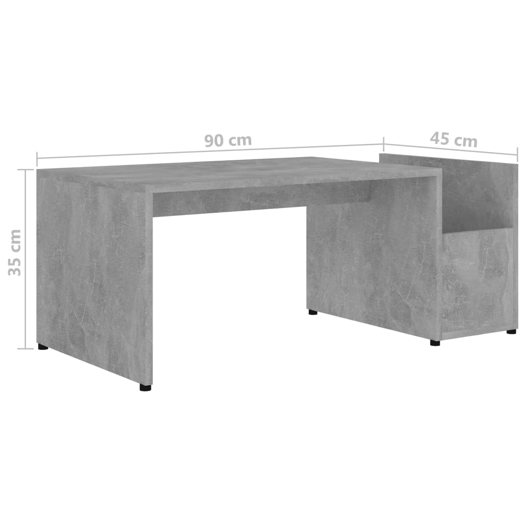 Tavolino da Salotto Grigio Cemento 90x45x35cm Legno Multistrato | homemem39