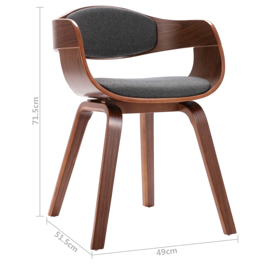 Sedie da Pranzo 4 pz in Legno Piegato e Tessuto Grigio | homemem39