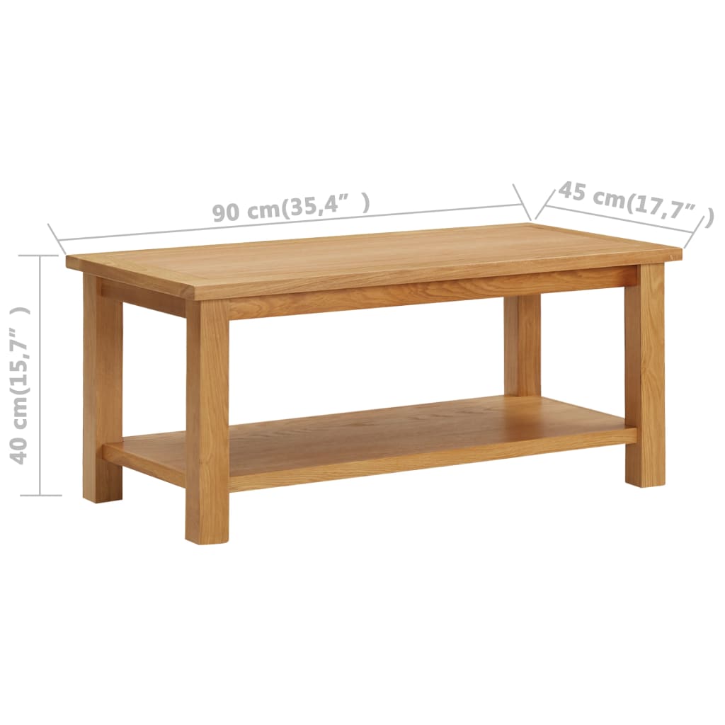 Tavolino da Salotto 90x45x40 cm in Legno Massello di Rovere | homemem39