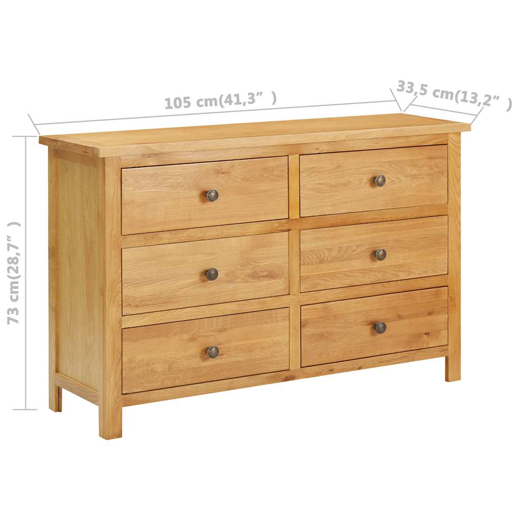 Cassettiera 105x33,5x73 cm in Legno Massello di Rovere - homemem39