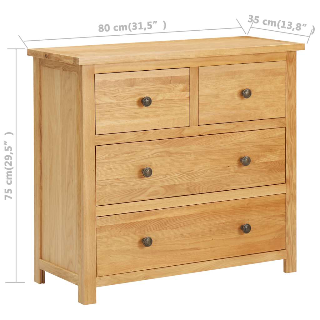Cassettiera 80x35x75 cm in Legno Massello di Rovere - homemem39