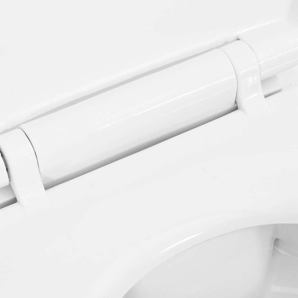 WC Senza Brida 7 cm Altezza Extra Chiusura Rallentata Ceramica Bianca - homemem39