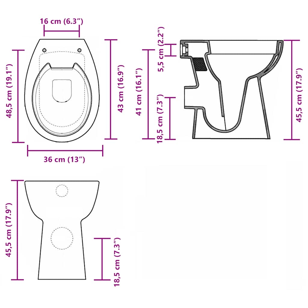 WC Senza Brida 7 cm Altezza Extra Chiusura Rallentata Ceramica Bianca - homemem39
