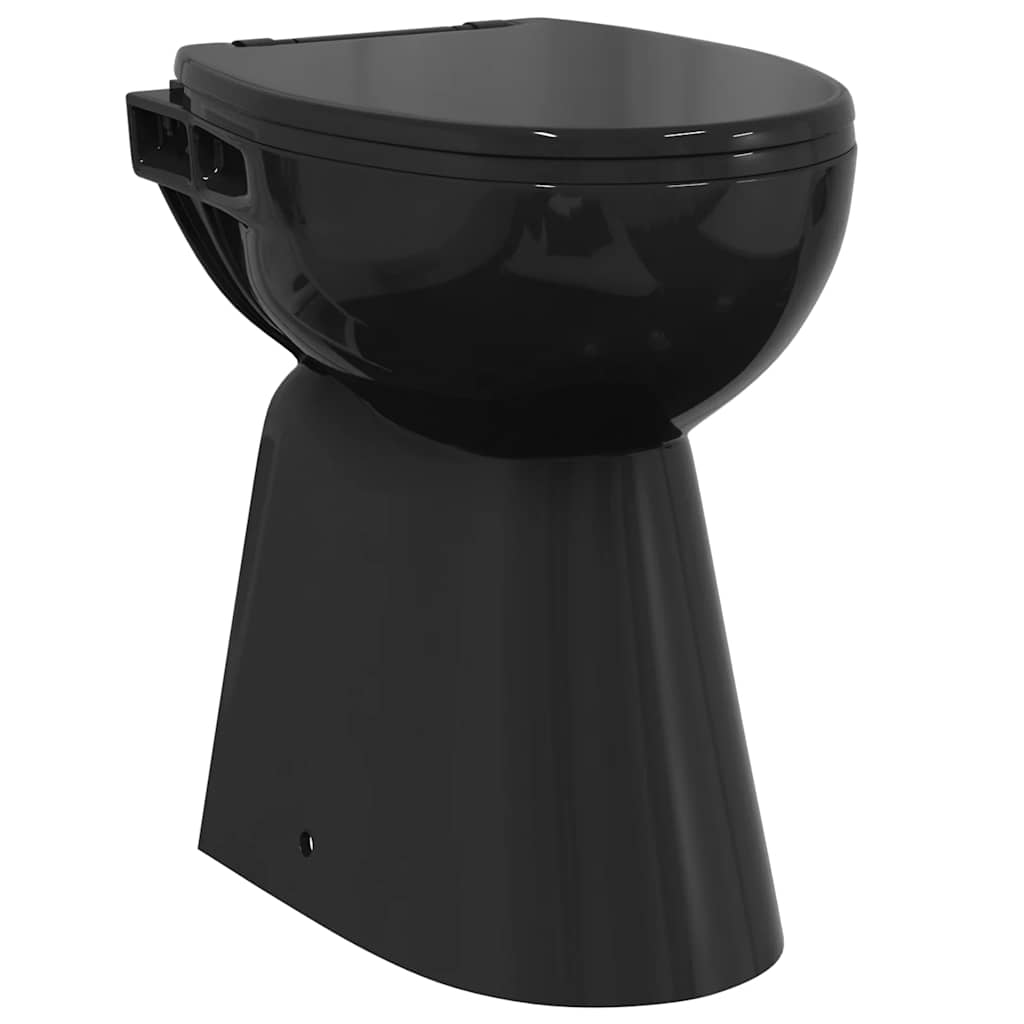 WC Senza Brida 7 cm Altezza Extra Chiusura Rallentata Ceramica Nera - homemem39