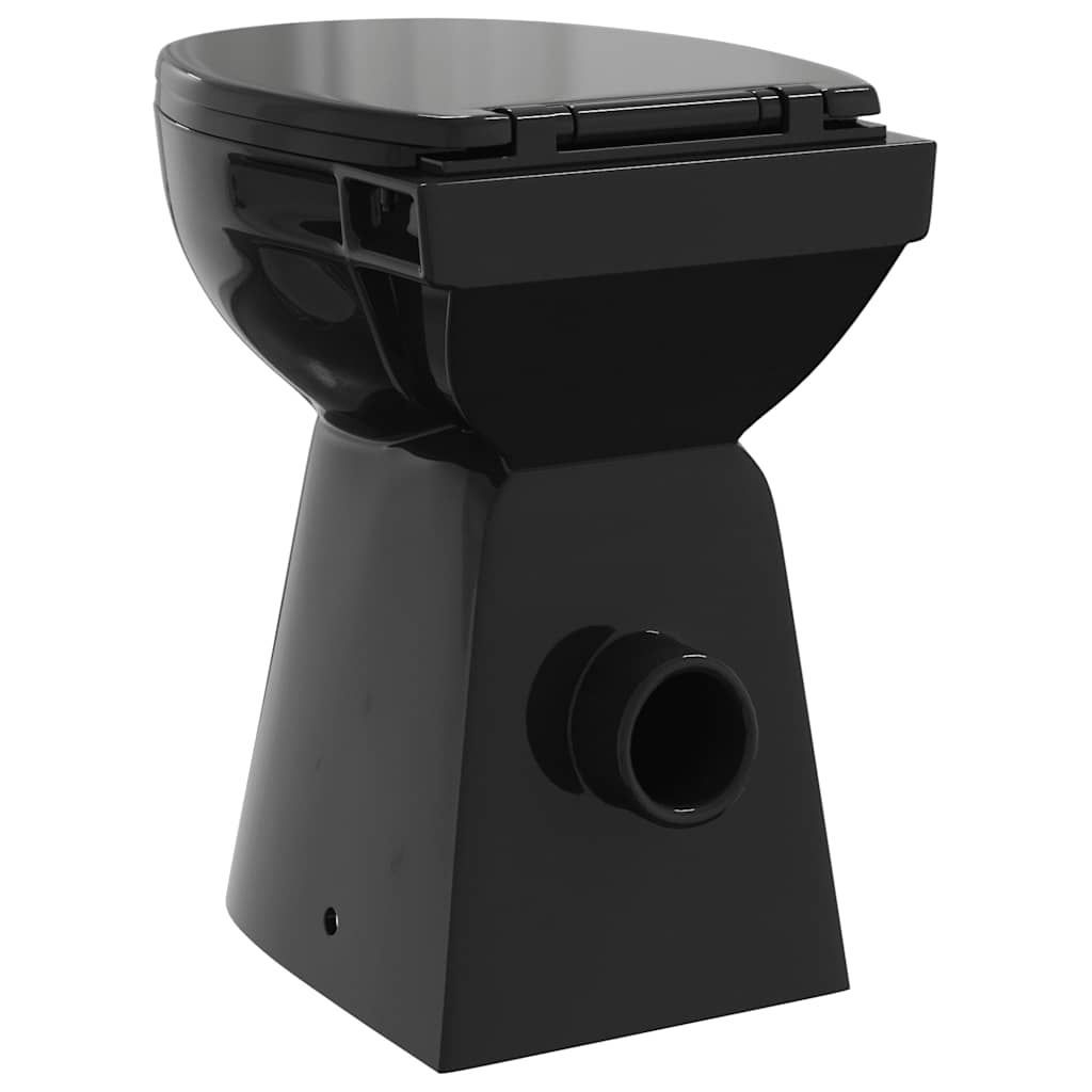 WC Senza Brida 7 cm Altezza Extra Chiusura Rallentata Ceramica Nera - homemem39