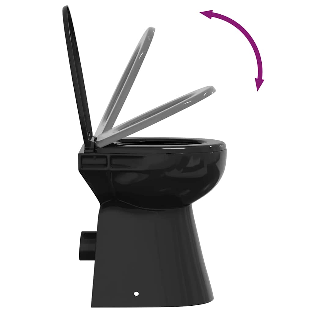 WC Senza Brida 7 cm Altezza Extra Chiusura Rallentata Ceramica Nera - homemem39