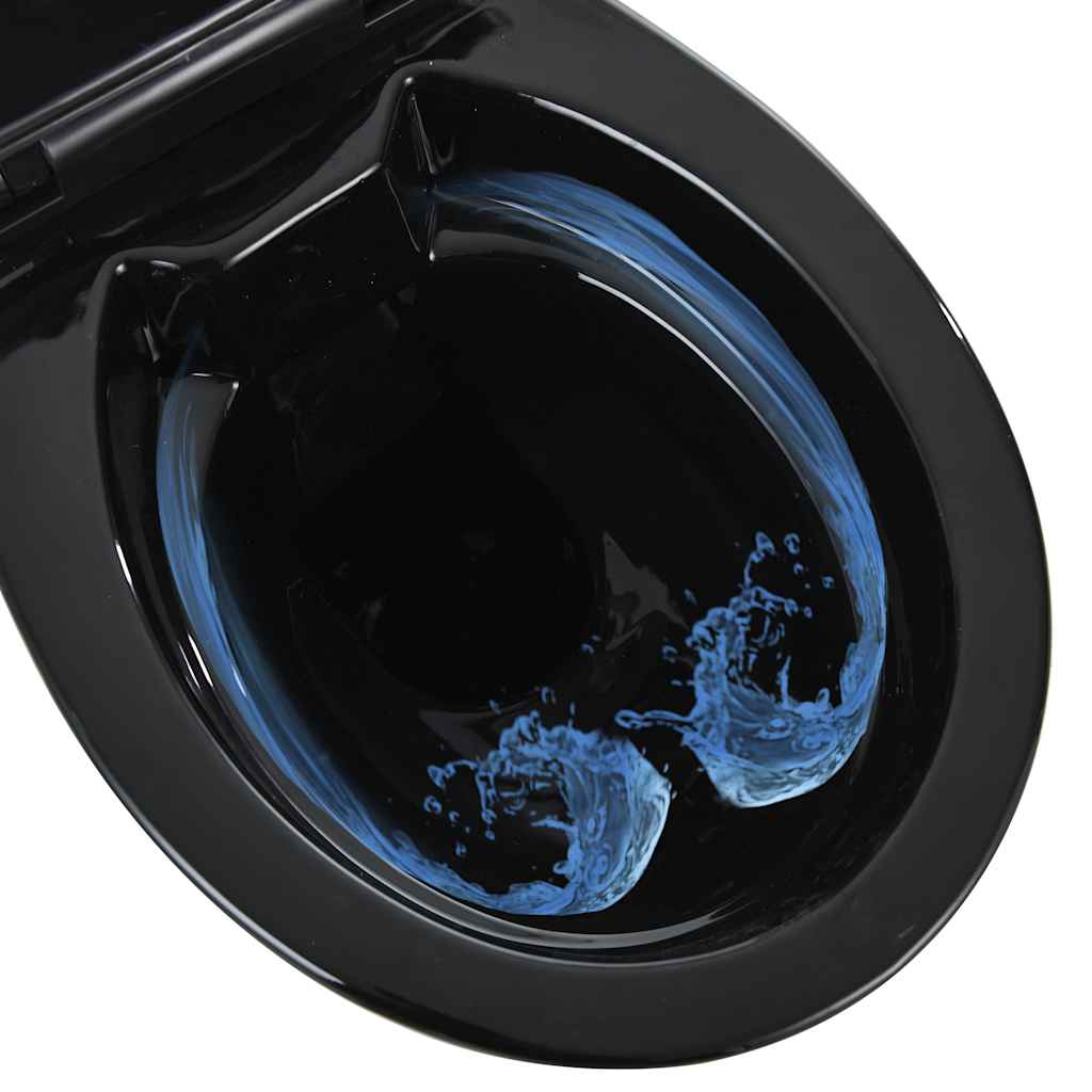 WC Senza Brida 7 cm Altezza Extra Chiusura Rallentata Ceramica Nera - homemem39