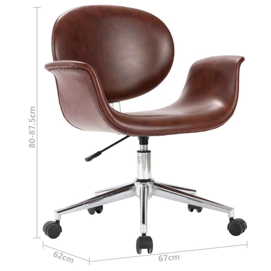 Sedia da Ufficio Girevole Marrone in Similpelle | homemem39