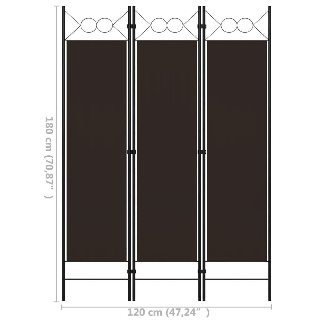 Paravento a 3 Pannelli Marrone 120x180 cm - homemem39