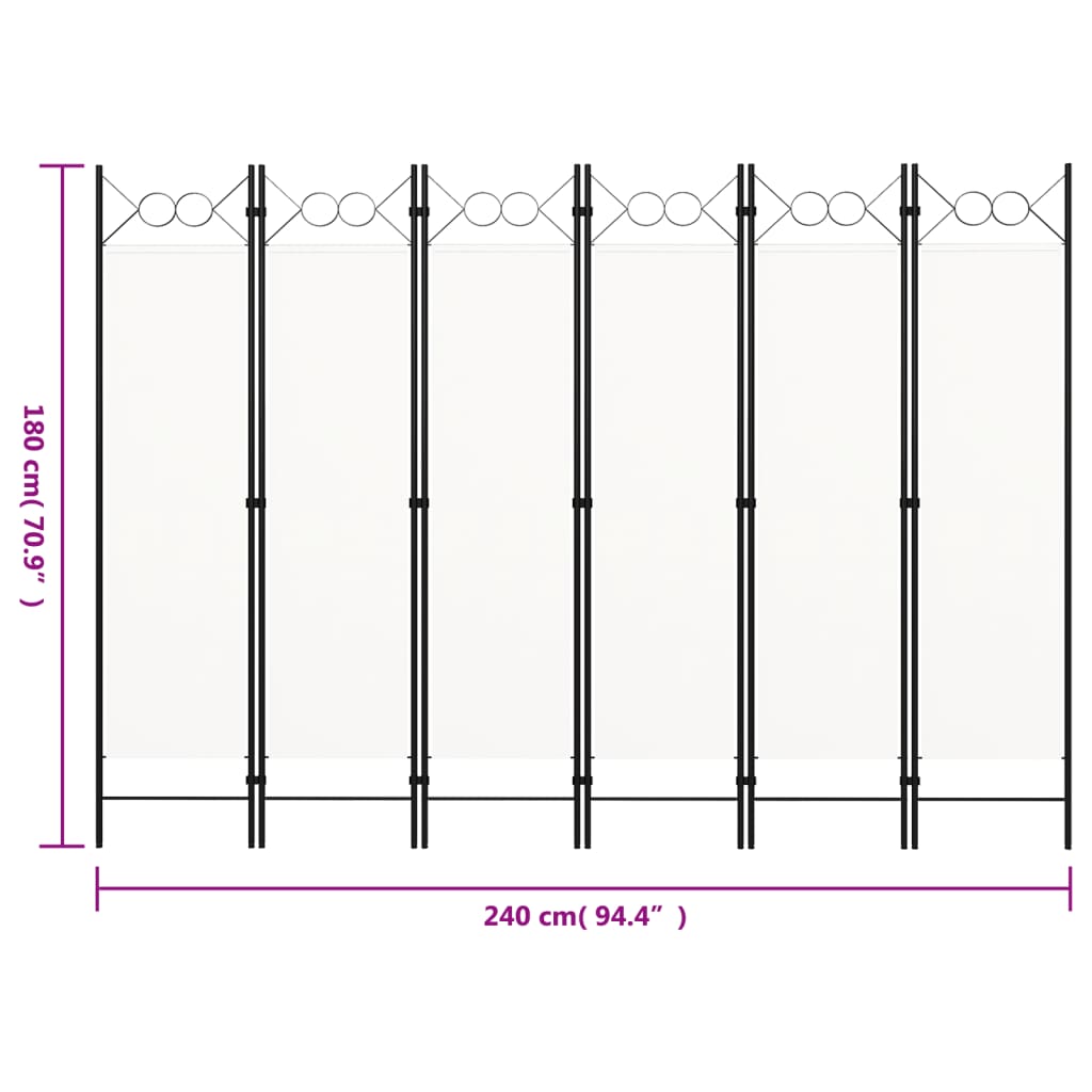 Paravento a 6 Pannelli Bianco 240x180 cm | homemem39