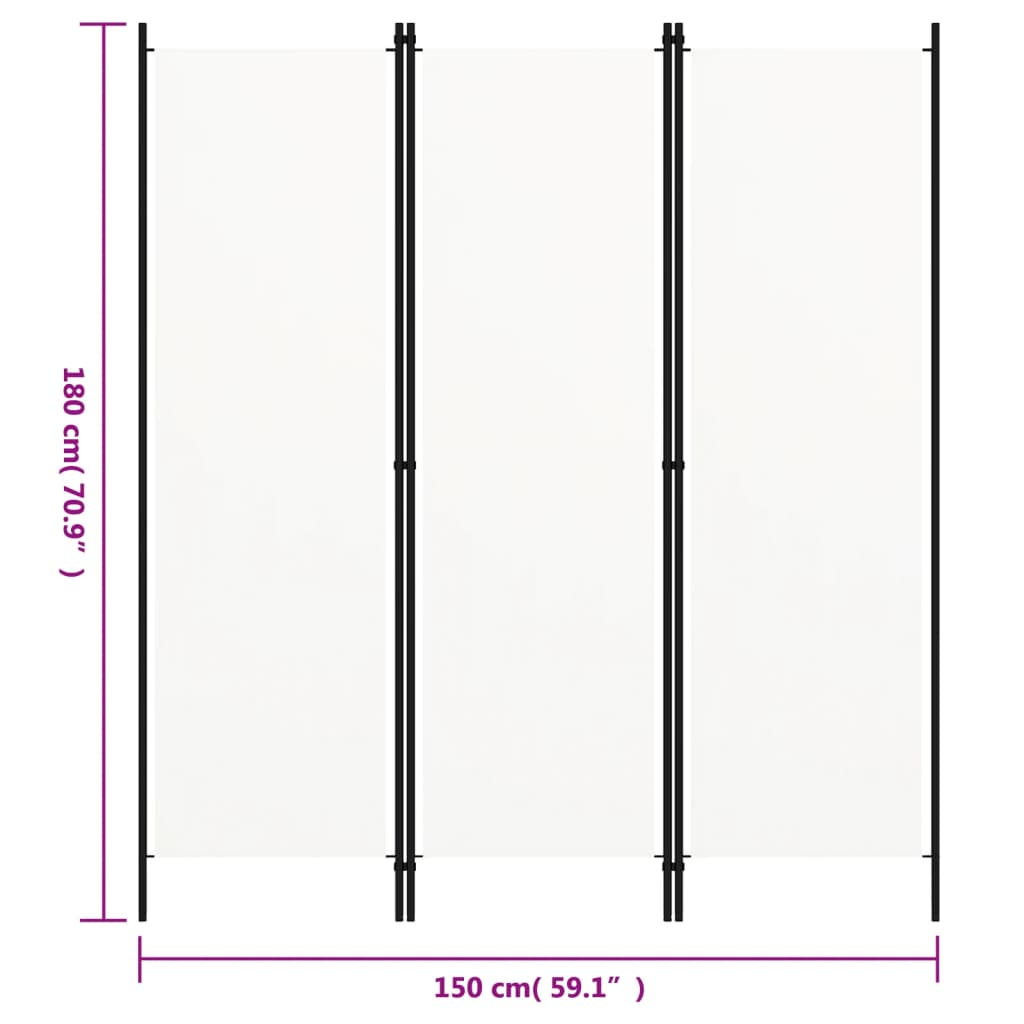 Paravento a 3 Pannelli Bianco 150x180 cm - homemem39