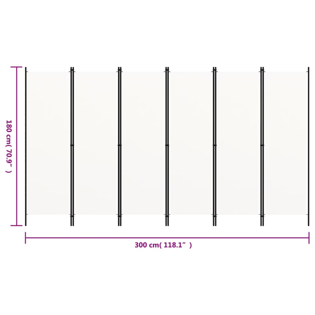 Paravento a 6 Pannelli Bianco 300x180 cm - homemem39