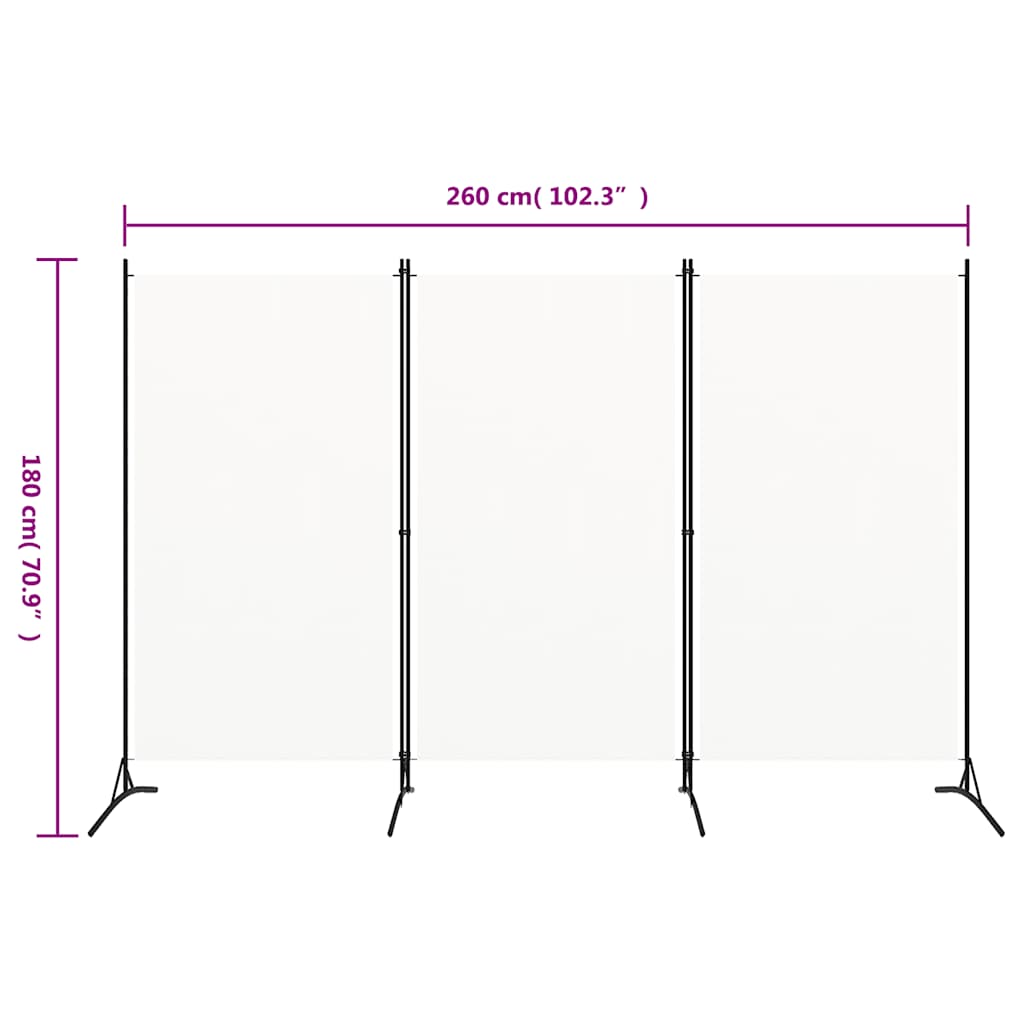 Divisorio a 3 Pannelli Bianco 260x180 cm in Tessuto | homemem39