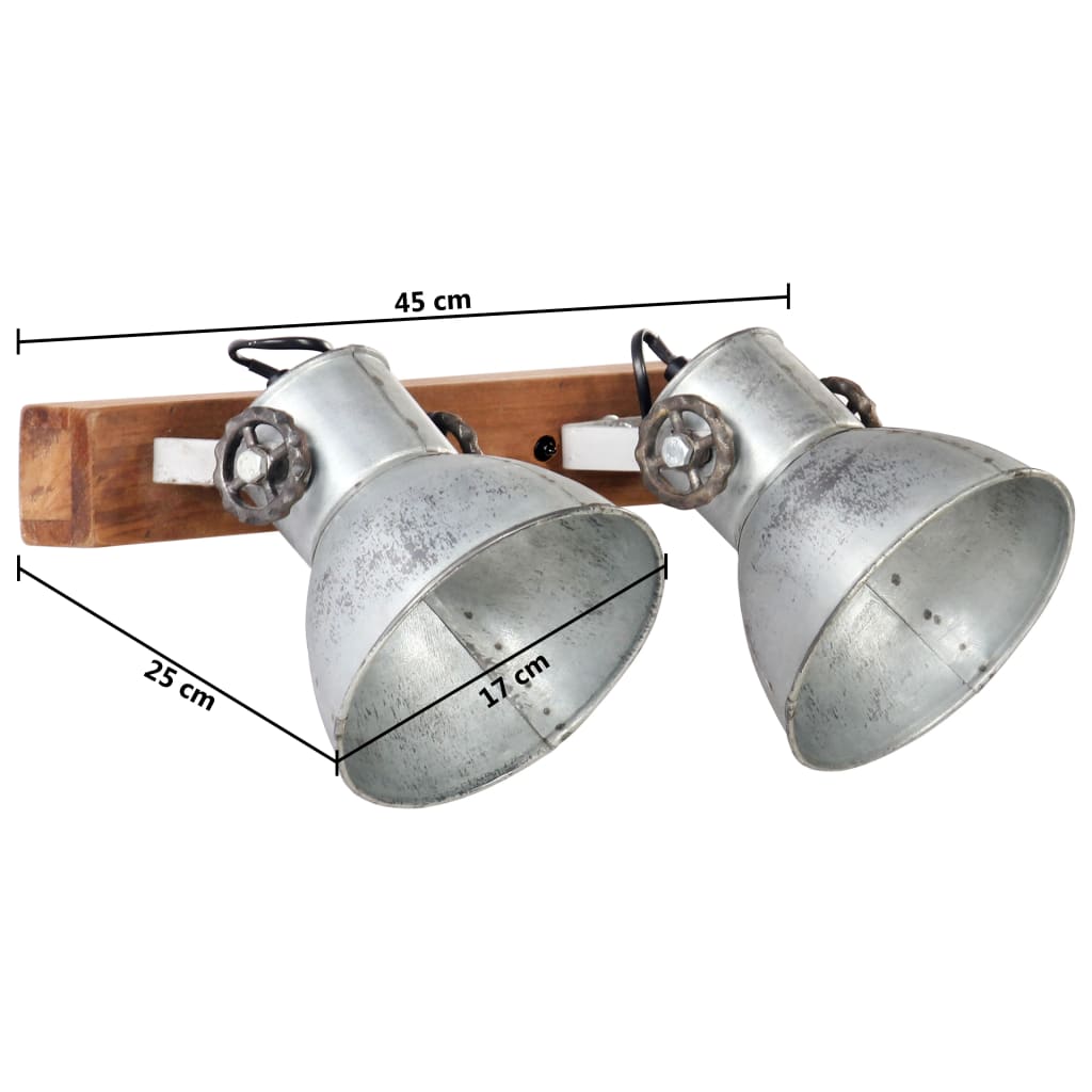 Lampada da Parete in Stile Industriale Argento 45x25 cm E27 | homemem39