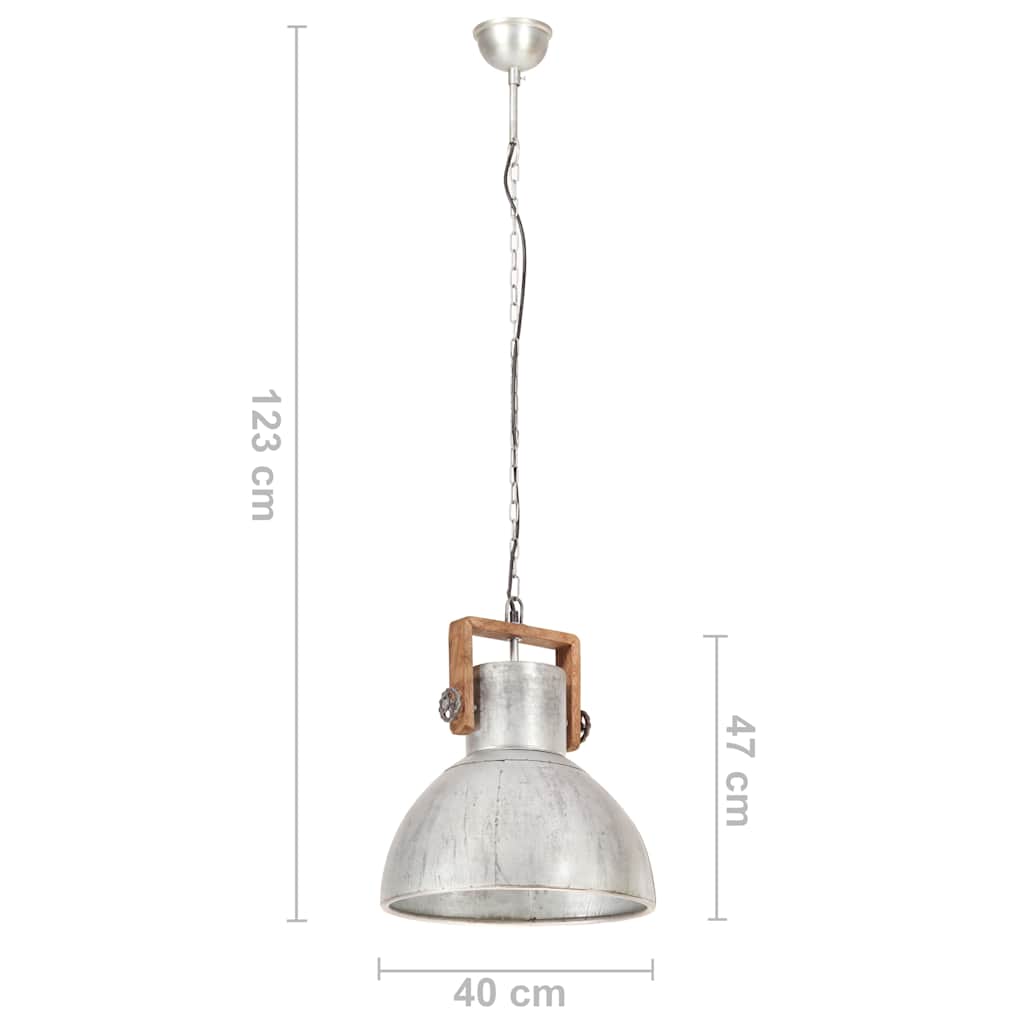 Lampada a Sospensione Industriale 25 W Argento Rotonda 40cm E27 | homemem39