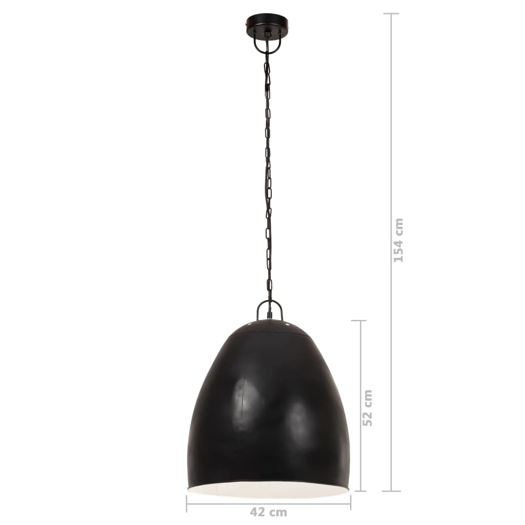 Lampada a Sospensione Industriale 25 W Nera Rotonda 42 cm E27