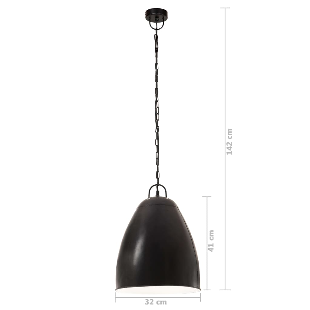 Lampada a Sospensione Industriale 25 W Nera Rotonda 32 cm E27 | homemem39