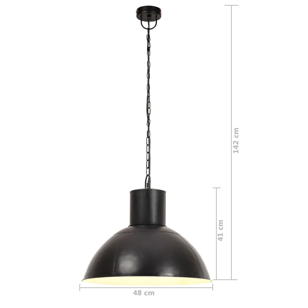 Lampada a Sospensione 25 W Nera Rotonda 48 cm E27 | homemem39