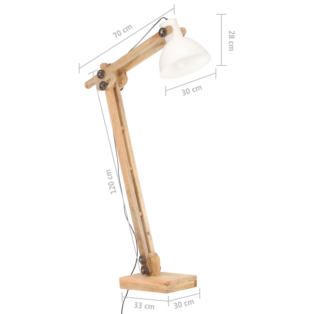 Lampada da Pavimento Bianca in Legno Massello di Mango E27 | homemem39