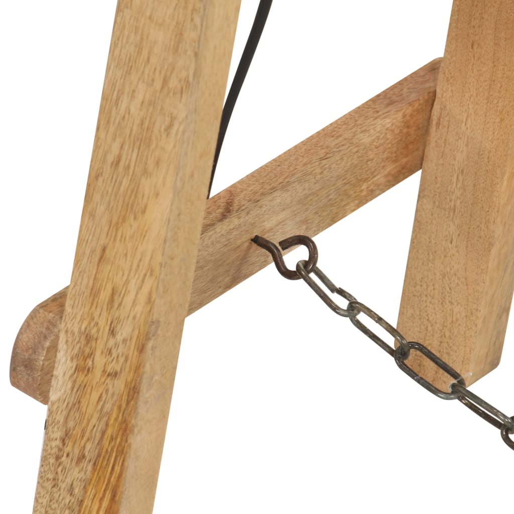 Lampada da Pavimento Bianca E27 in Legno Massello di Mango