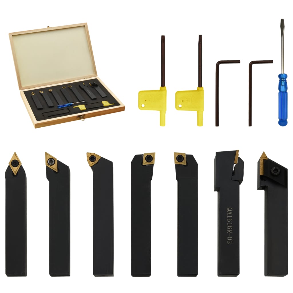 Set di Utensili Indicizzabili per Tornitura 12 pz 16x16mm 100mm - homemem39