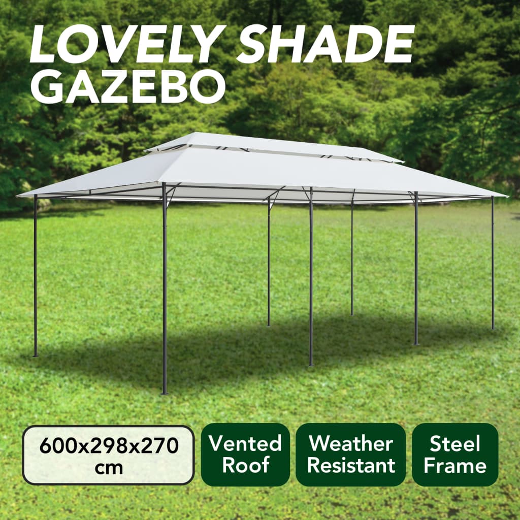 Gazebo 600x298x270 cm Bianco 180g/m² | homemem39