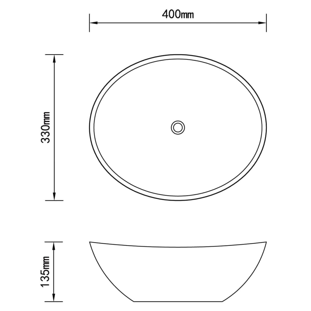 Lavandino Lusso Ovale Blu Scuro Opaco 40x33 cm in Ceramica | homemem39
