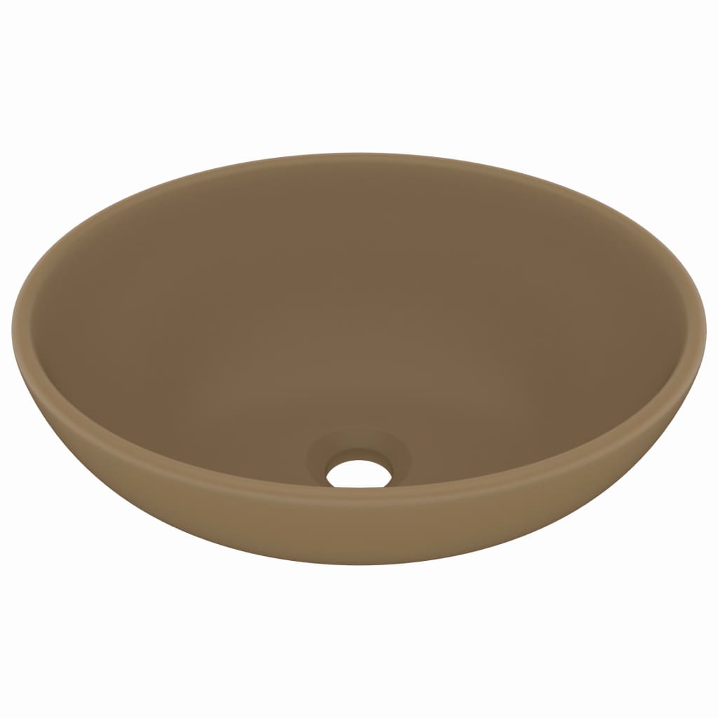 Lavandino Lusso Ovale Crema Opaco 40x33 cm in Ceramica