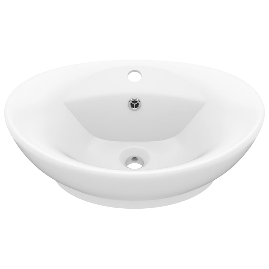 Lavandino con Troppopieno Ovale Bianco Opaco 58,5x39cm Ceramica - homemem39