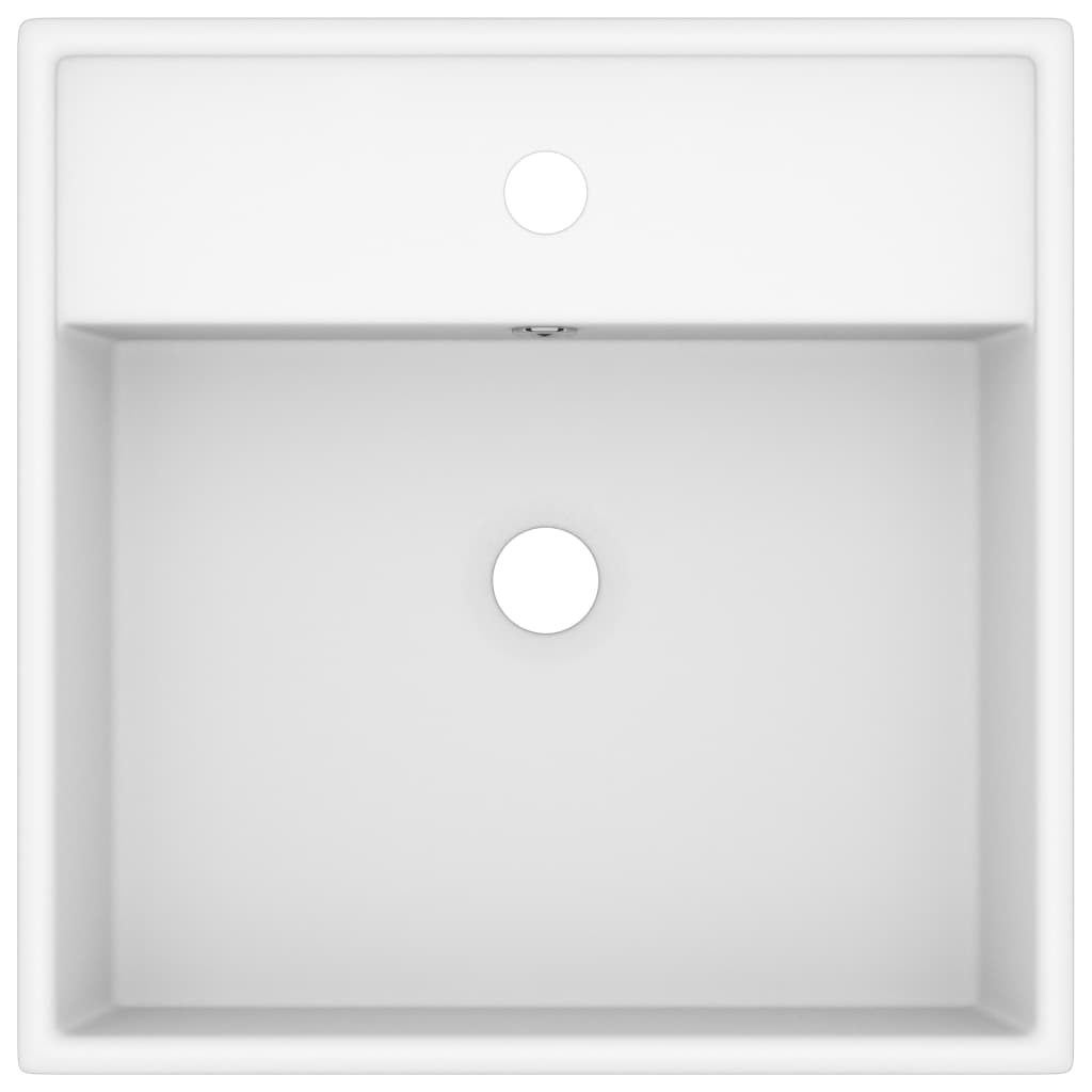 Lavabo Troppopieno Quadrato Bianco Opaco 41x41cm Ceramica