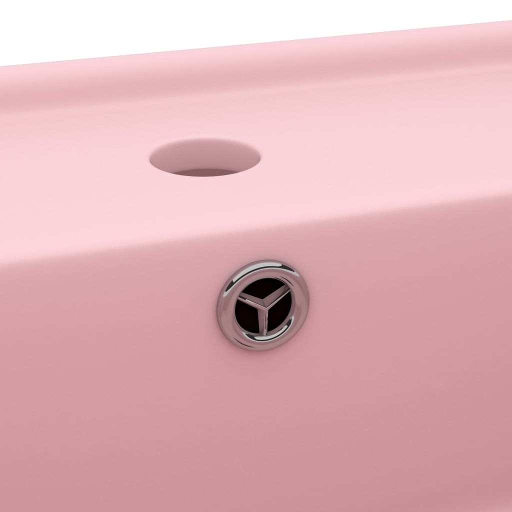 Lavabo Troppopieno Quadrato Rosa Opaco 41x41cm Ceramica