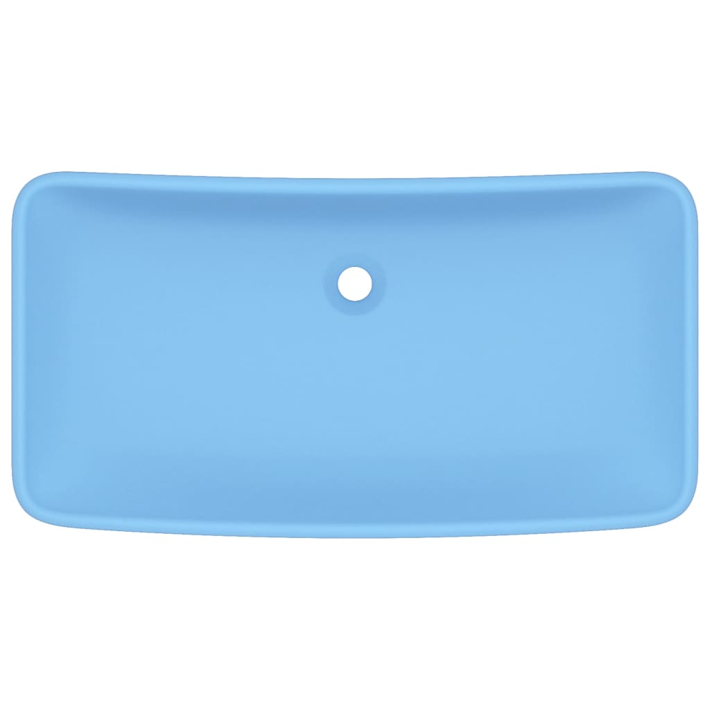 Lavabo Lusso Rettangolare Azzurro Opaco 71x38 cm in Ceramica - homemem39