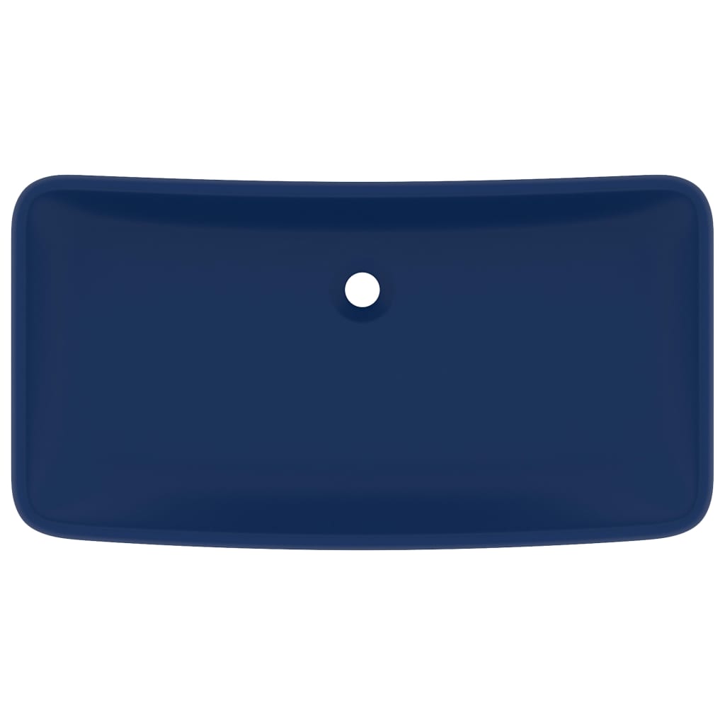 Lavabo Lusso Rettangolare Blu Scuro Opaco 71x38 cm in Ceramica - homemem39