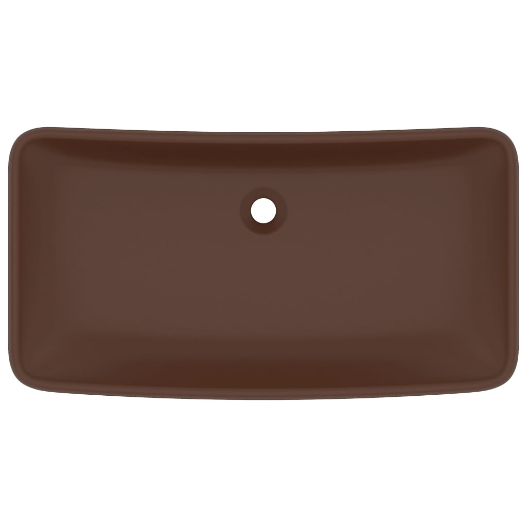 Lavabo Lusso Rettangolare Marrone Scuro Opaco 71x38 cm Ceramica