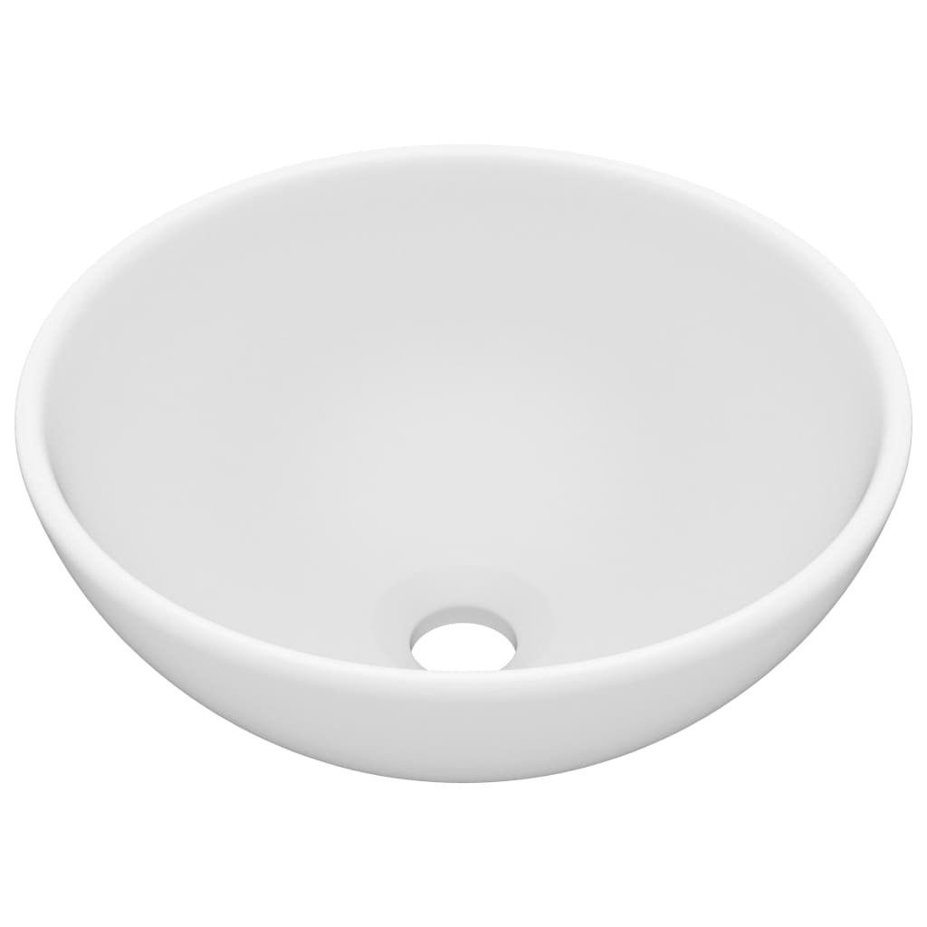 Lavandino Lusso Rotondo Bianco Opaco 32,5x14 cm in Ceramica - homemem39