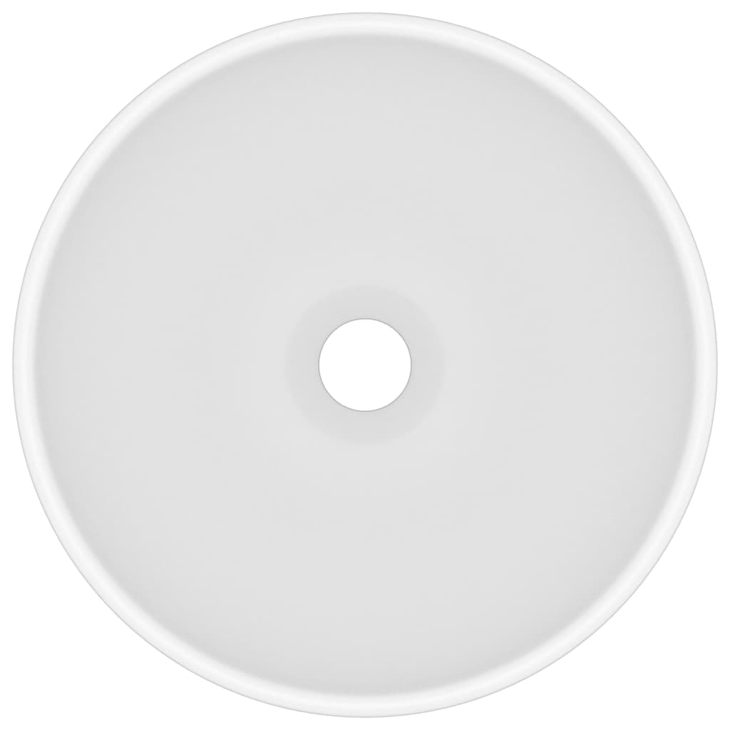 Lavandino Lusso Rotondo Bianco Opaco 32,5x14 cm in Ceramica - homemem39